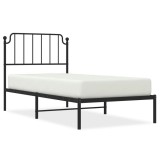 Cumpara ieftin Cadru pat metalic cu tablie, negru, 90x200 cm