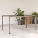 Masa gradina Gossi 150x90x75 cm, poliratan gri, blat sticla securizata, cadru otel, rezistenta UV, dreptunghiulara