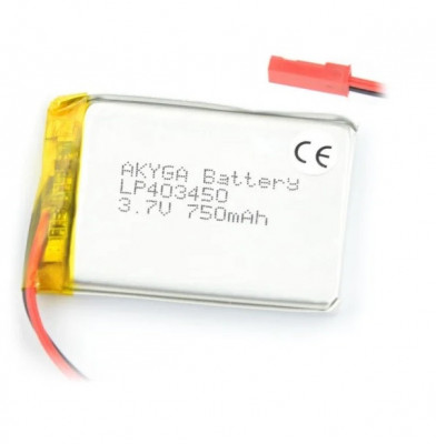 Acumulator Lithium Poliymer 06033 750mAh 1S 3.7V conector JST-BEC 50x34x4mm AKYGA Battery foto