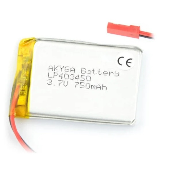 Acumulator Lithium Poliymer 06033 750mAh 1S 3.7V conector JST-BEC 50x34x4mm AKYGA Battery