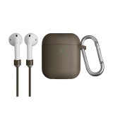 Husa silicon cu snur casti pentru Apple Airpods 1 / 2 Uniq Vencer, Bej