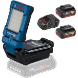 Bosch GLI 18V-800 + 1600A00B8J - Lampa + Set 2 acumulatori si incarcator Li-Ion 18 V 5 Ah