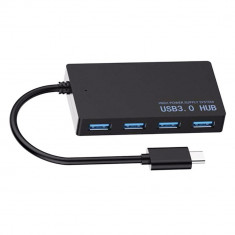 Hub USB-C Type-C cu 4 porturi USB 3.0 si alimentare pentru laptop foto