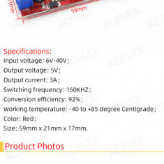 Sursa curent intrare 6V-40V iesire 2 USB 5V DC-DC 3A