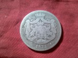 Moneda 2 lei 1875 Carol I , argint , cal. mediocra