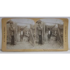 SCENA COMICA LA FERMA , FOTOGRAFIE STEREOSCOPICA , 1901