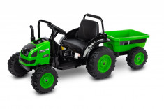 Tractor electric cu remorca si telecomanda Toyz Hector Verde 12V foto