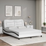 Cumpara ieftin Cadru de pat cu tăblie, alb și negru,140x190cm, piele ecologică