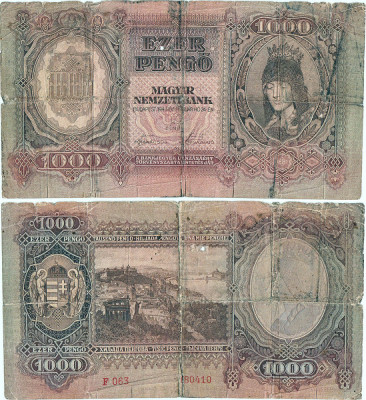 1943 ( 24 II ) , 1,000 pengő ( P-116 ) - Ungaria foto