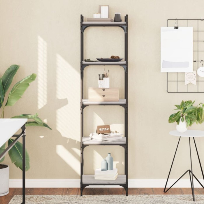 Gossi biblioteca cu 5 niveluri gri sonoma 40x30x154 cm lemn prelucrat