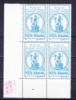 TSV$ - 1991 LP 1259 125 ANI INFIINTAREA ACADEMIEI ROMANE BLOC X 4 MNH/** LUX foto