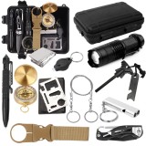 Cumpara ieftin Kit de supravietuire, multifunctional,13 in1, ideal pentru pentru camping, drumetii, 11 x 16.5 x 5 cm, negru, Dactylion