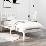 VidaXL Cadru de pat single, alb, 90x190 cm, lemn masiv
