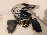 Casca moto off road/atv/enduro +cadou:ochelari+ Manusi+Cagula,M(57-58 cm)