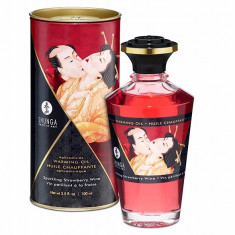 Ulei de masaj &icirc;ncălzitor - Shunga Aphrodisiac Strawberry Wine 100 ml