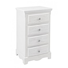 Comoda 4 sertare din lemn alb cu patina gri Blanc 40 cm x 30 cm x 76 h