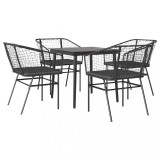 Cumpara ieftin Set de sufragerie de gradina 5 piese neagra Sticla Poly Rattan