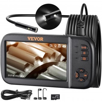 Camera endoscop pentru inspectie auto, instalatii sanitare, Vevor ecran IPS de 5 inch, Zoom 8X, lungime 5m, 10 lumini LED, IP67 foto