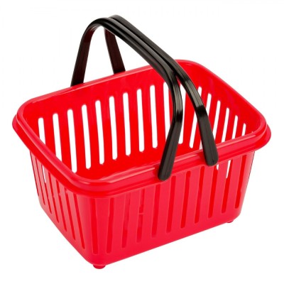 Coș Plastic Birou, Supermarket, Roșu, 18x13x9cm foto