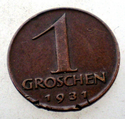 7.183 AUSTRIA 1 GROSCHEN 1931 RARA foto