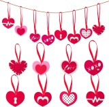 Set de 24 decoratiuni pentru Ziua Indragostitilor Jodsen, textil, rosu/roz/alb, 7 x 6 cm