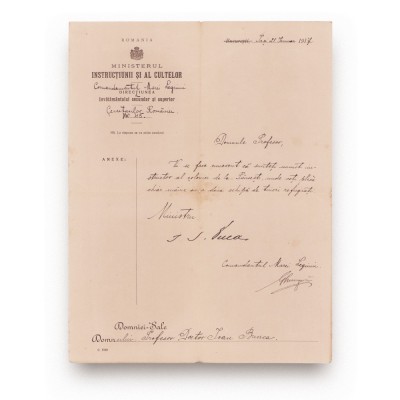 I. G. Duca și Gh. Murgoci, comandantul Marii Legiuni a Cercetașilor, scrisoare adresată prof. Ioan Bunea, 1917 foto