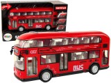 Autobuz cu etaj LEAN TOYS, rosu,3 ani, plastic, efecte luminoase si sonore, 27x12x7cm