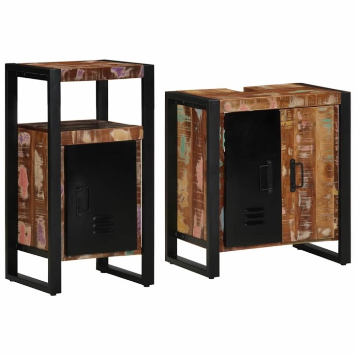 vidaXL Set de mobilier pentru baie 2 pcs Maro Lemn masiv reciclat 3305599