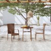 Set mobilier gradina 3 piese, poliratan maro, masa rotunda, scaune stivuibile