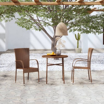 Gossi set mobilier de gradina, 3 piese, maro, poliratan foto