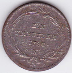 Austria 1 EIN KREUTZER kreuzer 1780 N Maria Tereza,patina foto