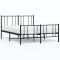Cadru pat metalic cu tablie de cap/picioare, negru, 120x190 cm