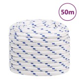 VidaXL Fr&acirc;nghie de barcă, alb, 20 mm, 50 m, polipropilenă