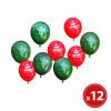 Set baloane - roșu, verde, cu motive de Crăciun - 12 piese / pachet 58752, General
