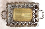 Tavă Art Nouveau Varşovia Polonia, realizat din alamă placată cu argint din 1896-1900