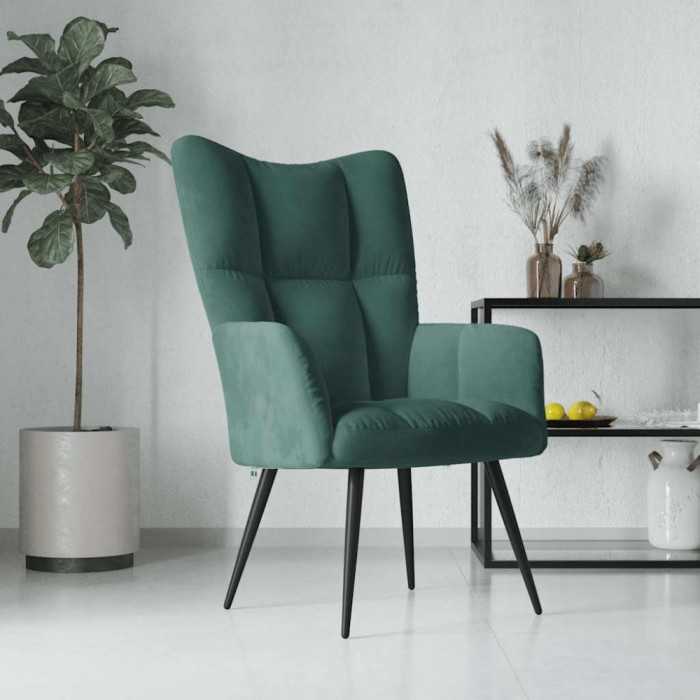 vidaXL Scaun de relaxare, verde &icirc;nchis, catifea 328075