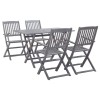 VidaXL Set mobilier de grădină, 5 piese, gri, lemn masiv de acacia