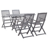 VidaXL Set mobilier de grădină, 5 piese, gri, lemn masiv de acacia