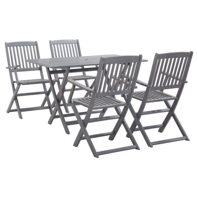vidaXL Set mobilier de grădină, 5 piese, gri, lemn masiv de acacia foto