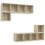 Set de dulapuri TV, 4 piese, stejar sonoma, lemn prelucrat