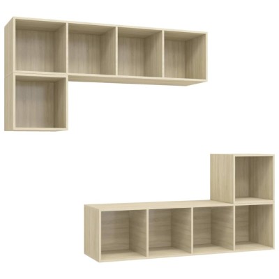 Set de dulapuri TV, 4 piese, stejar sonoma, lemn prelucrat foto