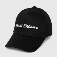 Armani Exchange șapcă de baseball din bumbac culoarea negru, cu imprimeu