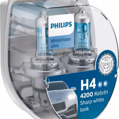 Bec Halogen H4 Philips WhiteVision Ultra 12V, 60/55W, 2 buc
