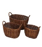 Cumpara ieftin Set 3 cosuri depozitare lemn salcie maro 25 x 17 x 17 cm, 30 x 22 x 18 cm, 35 x 27 x 20 cm