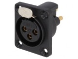 Soclu XLR mamă 3 PIN etanș cu buton aurit 5A, CLIFF