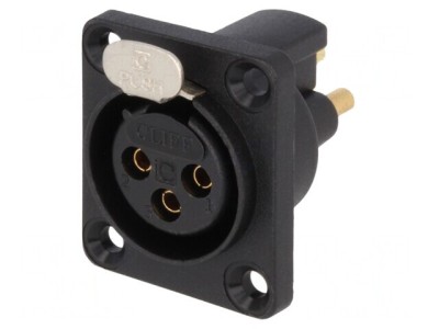 Soclu XLR mamă 3 PIN etanș cu buton aurit 5A foto