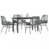 Gossi set de sufragerie de gradina 5 piese sticla poliratan gri