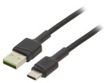 Cablu USB 2.0 USB-A la USB-C 0.3m Negru 480Mbps 18W, Green Cell