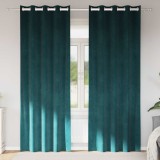 vidaXL Perdele opace 2 pcs Verde &icirc;nchis 140 x 245 cm Catifea 4107211