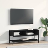 VidaXL Dulap TV, stejar negru, 100x35x45 cm, lemn prelucrat &amp; oțel